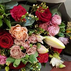 florist choice Valentines Day hand tied